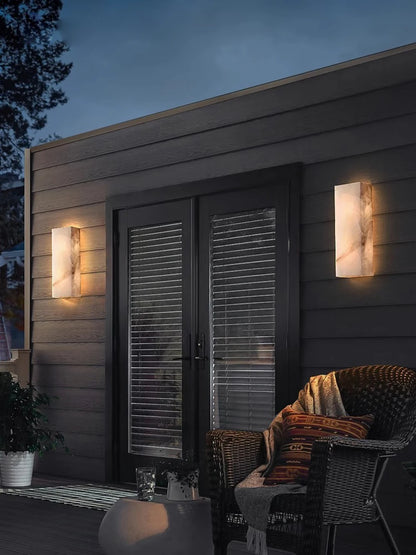 Natural Alabaster Indoor/Outdoor Wall Sconce
