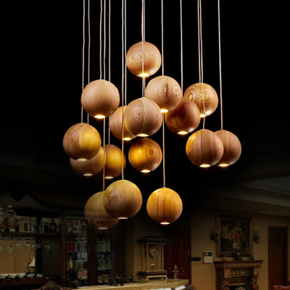 Hikari Wooden Pendant Light - 1 to 30 Heads