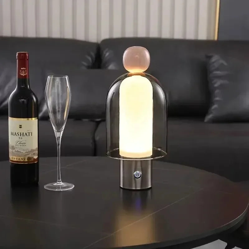 Sculptural Glass Dome USB Table Lamp