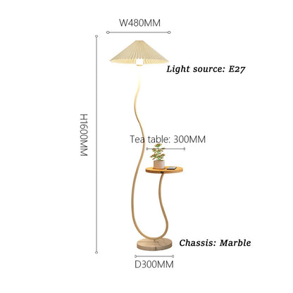 Japandi Mushroom Floor Lamp with Tea Table