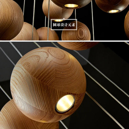Hikari Wooden Pendant Light - 1 to 30 Heads