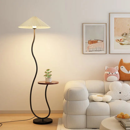 Japandi Mushroom Floor Lamp with Tea Table