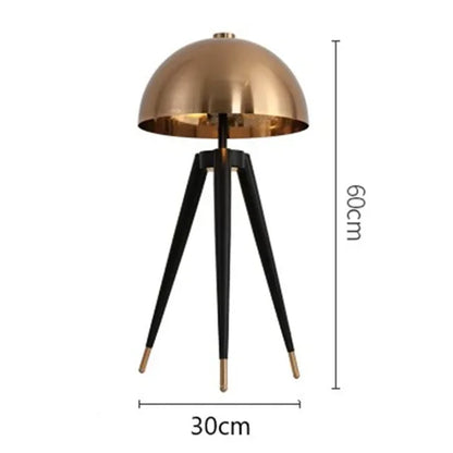 Modern Tripod Mushroom Table Lamp – Black & Gold Contemporary Design