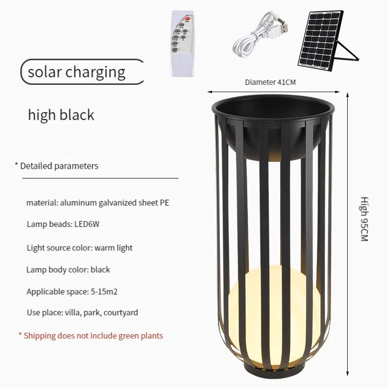 Solar-Powered Outdoor Lantern Planter
