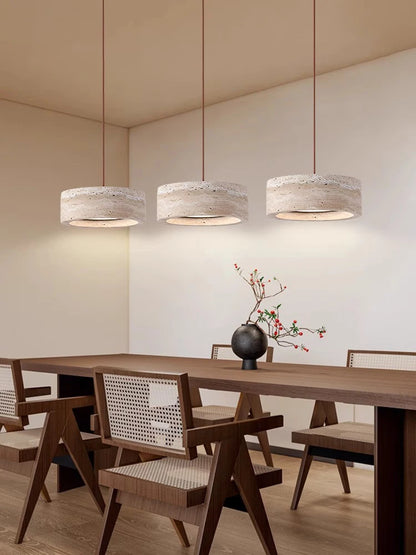Travertine Halo Pendant Light – Sculptural Elegance in Nat
