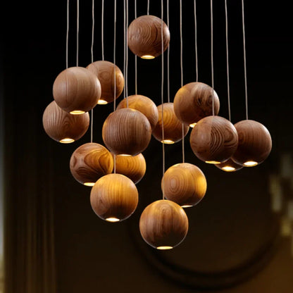 Hikari Wooden Pendant Light - 1 to 30 Heads