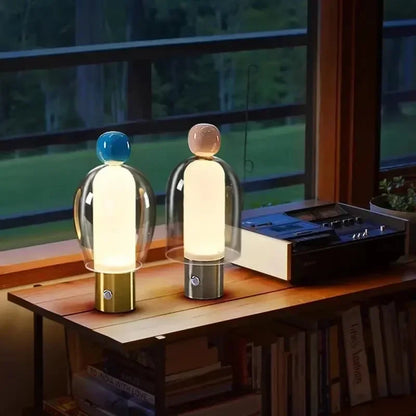 Sculptural Glass Dome USB Table Lamp