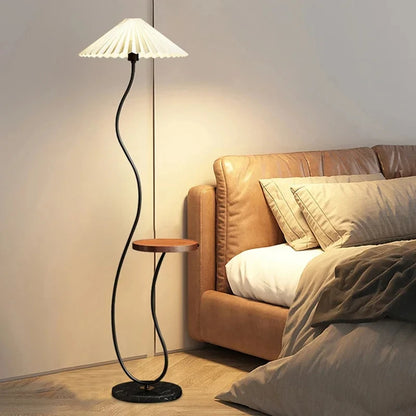 Japandi Mushroom Floor Lamp with Tea Table