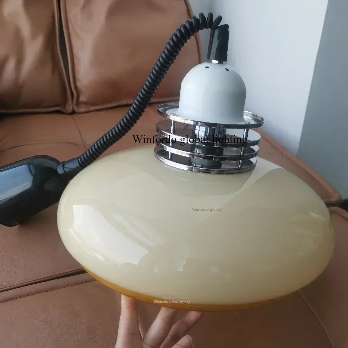 Bauhaus Retractable Glass Pendant Light