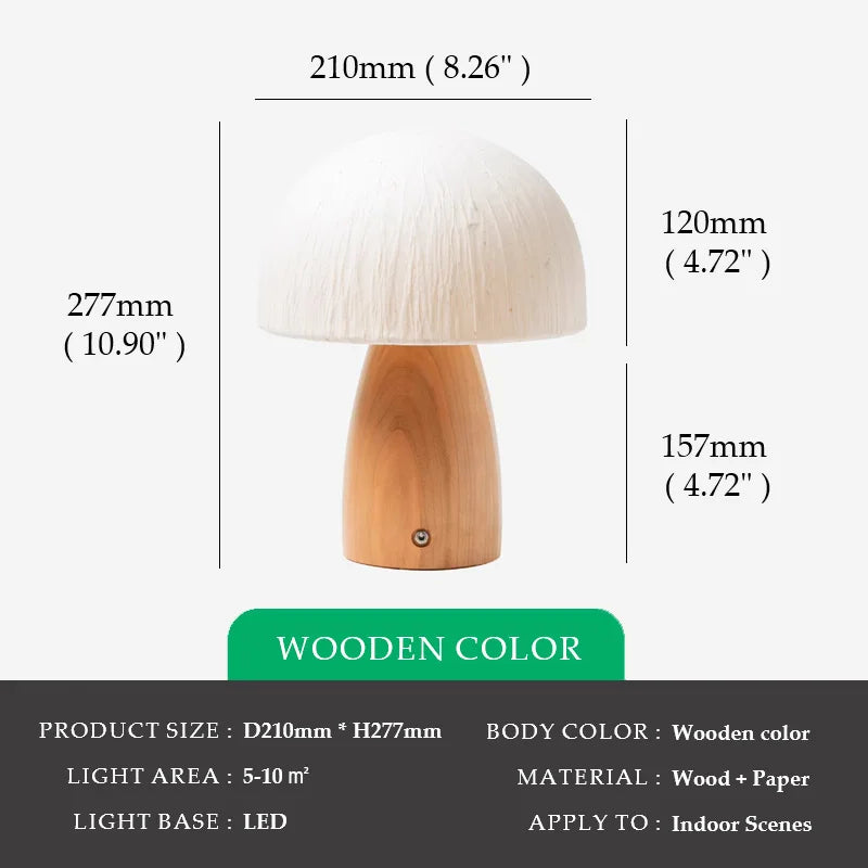 Shizuka Rice Paper Mushroom Table Lamp
