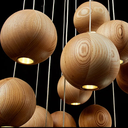 Hikari Wooden Pendant Light - 1 to 30 Heads
