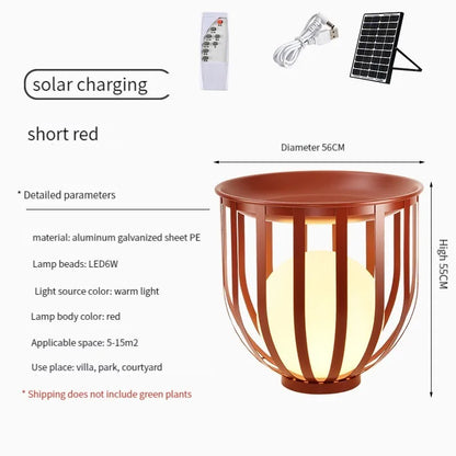 Solar-Powered Outdoor Lantern Planter