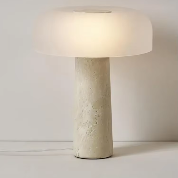Travertine Elegance Mushroom Lamp