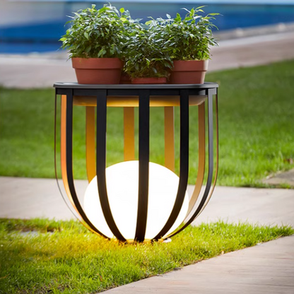 Solar-Powered Outdoor Lantern Planter